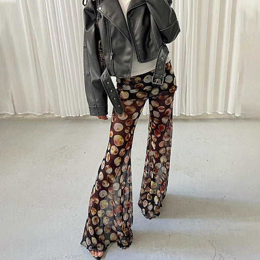 Pantalones Estampado Leopardo y Flores con Malla - Image 27