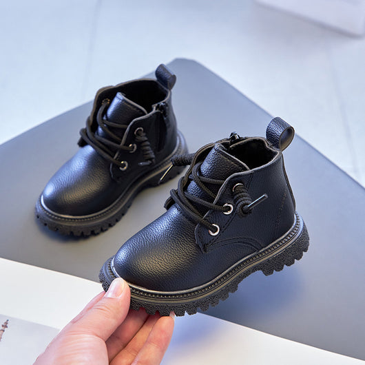Botas Cortas de Cuero Negro Otoño para Niñas - Image 2