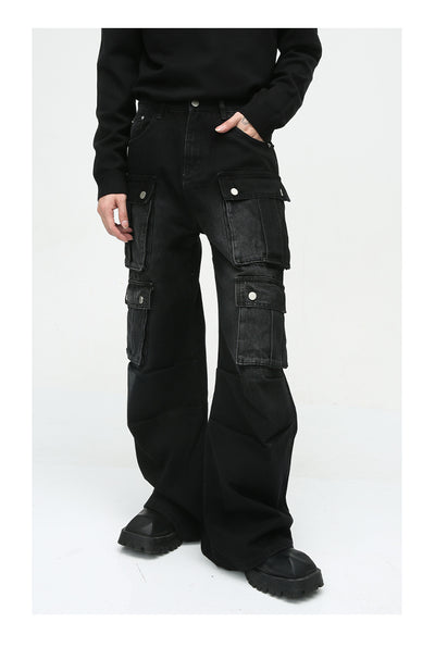 Pantalón Jean Cargo Retro de Talle Ancho con Múltiples Bolsillos - Image 14