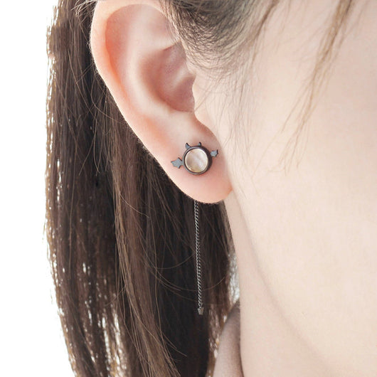 Aretes de Plata 925 Diseño Demonio Femenino Mini - Image 4