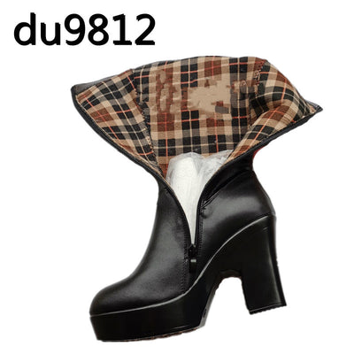 Botas Cálidas de Cuero para Mujer con Forro de Algodón - Image 15