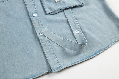 Camisa Cardigan Suelta Estilo Americano con Solapa - Image 11