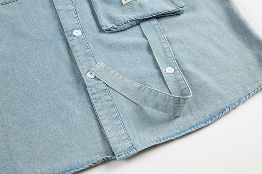 Camisa Cardigan Suelta Estilo Americano con Solapa - Image 11