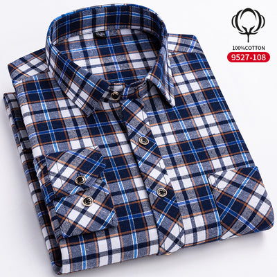 Camisa de Cuadros Suelta en Algodón para Hombre de Manga Larga - Image 12