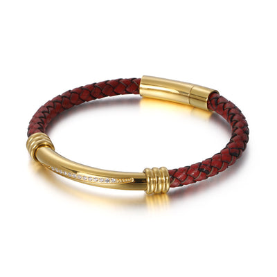 Pulsera de Cuero Trenzado para Hombre con Acero Inoxidable - Image 7