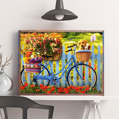 Cuadro de Diamantes Mosaico Bicicleta Flores Redondo y Cuadrado - Image 8
