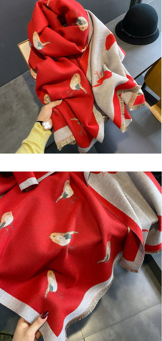 Pashmina Cálida con Diseño de Aves - Bufanda Versátil de Cachemira - Image 12