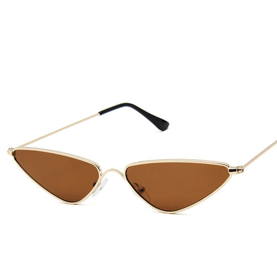 Small frame triangle sunglasses with silver metal frames and vibrant yellow lenses, featuring black temple tips. - Image 3