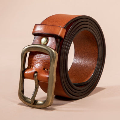 Cinturón de Cuero Genuino para Hombre con Hebilla Retro Latón - Image 10