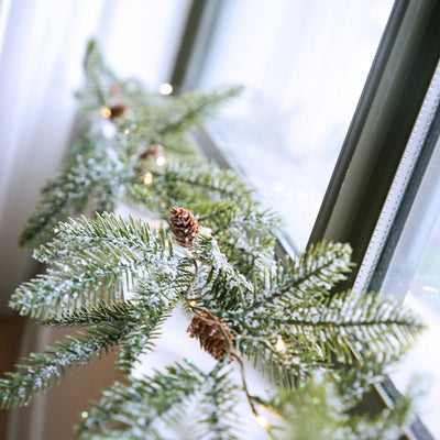 Lámpara de Pared LED con Decoración de Rattan y Agujas de Pino para Navidad - Image 10