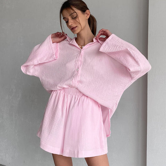 Conjunto de Algodón para Mujer: Camisa Manga Larga y Pantalón Ancho - Image 15