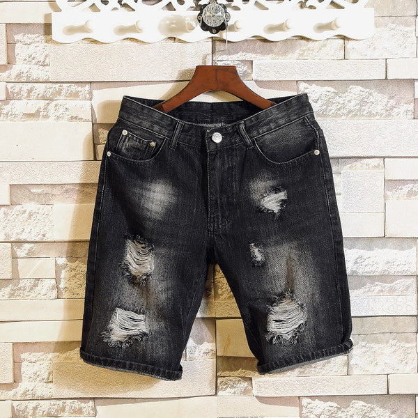 Pantalones Cortos Denim Slim Rotos Hombre - Estilo Urbano Moderno - Image 4