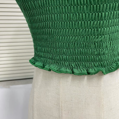 Blusa Verde Fruta Escote Asimétrico Manga Corta Ajustada - Image 13