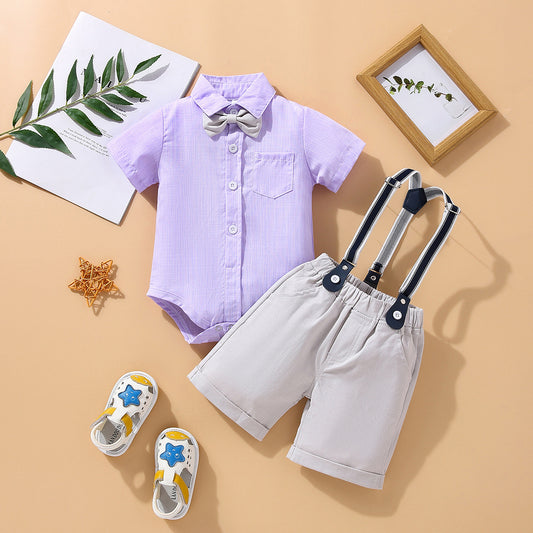Conjunto de Verano para Niños con Tirantes - Shorts Estilo Caballero