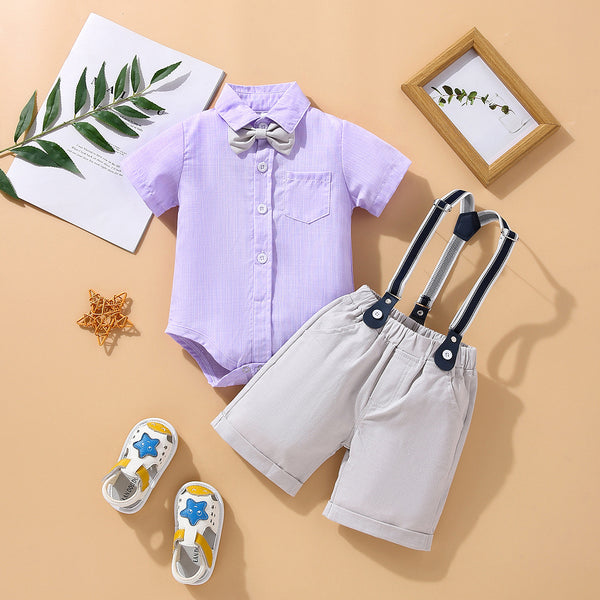 Conjunto de Verano para Niños con Tirantes - Shorts Estilo Caballero