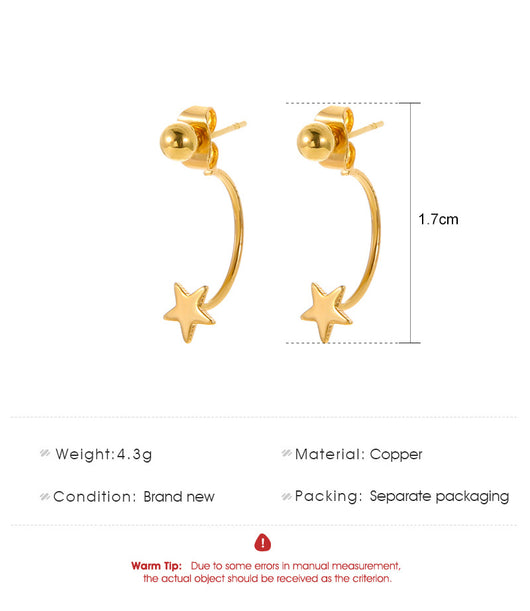 Aretes Gancho Estrella Personalidad Fashion - Image 3