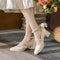 Tacones Gruesos Perla Blanco con Detalles de Perlas - Estilo Elegante