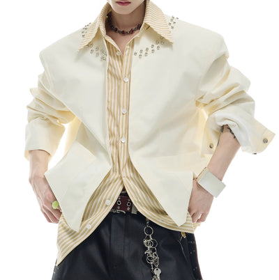 Camisa Casual de Rayas con Costuras Superpuestas - Image 4