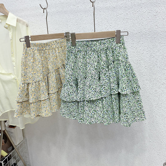 Falda Corta Cintura Alta con Estampado Floral y Vuelo - Image 2