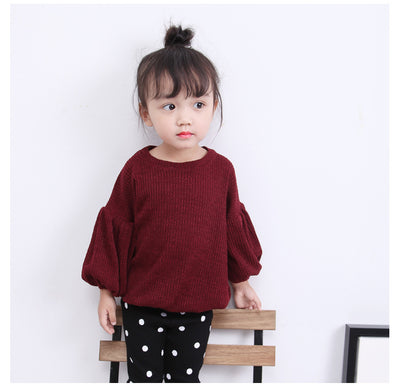 Blusa Infantil Primavera con Mangas Linterna - Colores Sólidos - Image 8