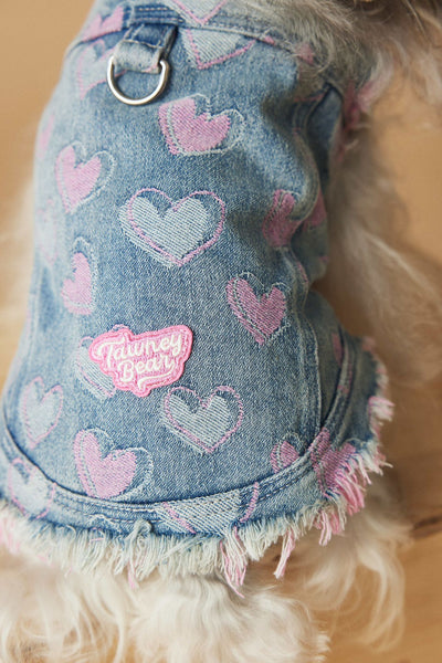 Chaleco Denim sin Mangas para Perros - Diseño Desgastado Love - Image 5