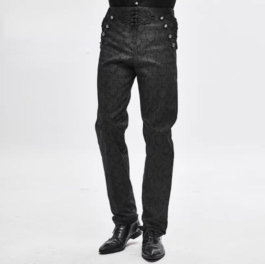 Pantalones Góticos Étnicos con Bordado de Nudo Chino para Hombre - Image 7