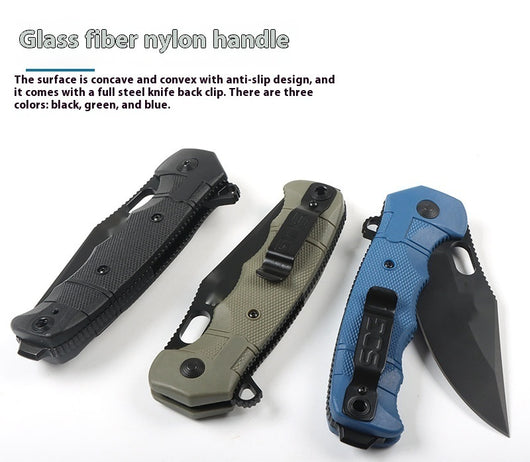 Cuchillo Plegable de Supervivencia Outdoor - Acero Inoxidable con Funda de Nylon - Image 14