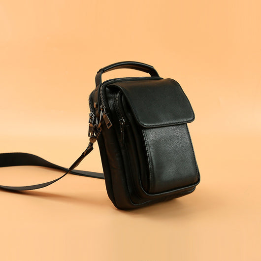 Bolsa Mensajera de Cuero Genuino Retro - Estilo Casual para Hombre
