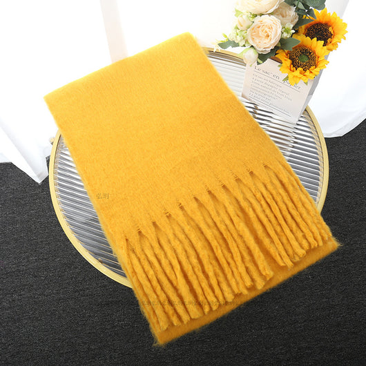 Chal de Trenza Gruesa con Borlas en Colores Sólidos - Image 17