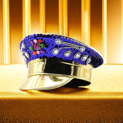 Gorra Azul Marino con Coronas de Diamantes y Cuero - Image 6