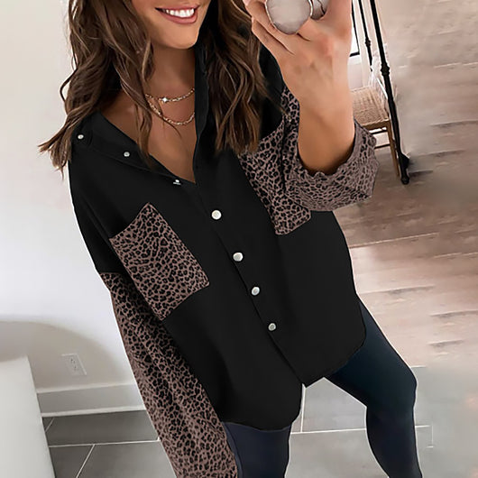 Cardigan de Solapa con Estampado Leopardo y Bolsillos - Image 3