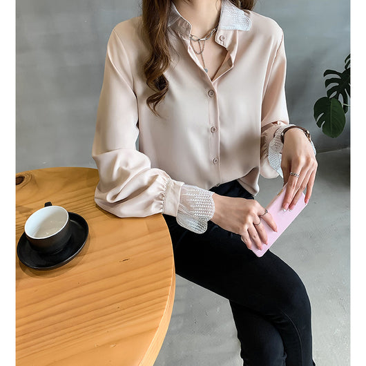 Blusa Occidental Femenina con Encaje y Detalles en Chifón - Image 3
