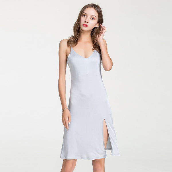 Pijama Camisón de Seda Suelta con Abertura Lateral