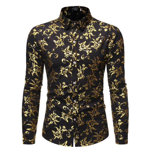 Camisa Casual Hombre con Estampado Floral Bronce - Image 16