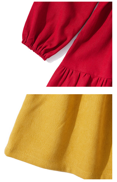 Vestido Infantil Estilo Occidental de Pana con Manga Larga - Image 5