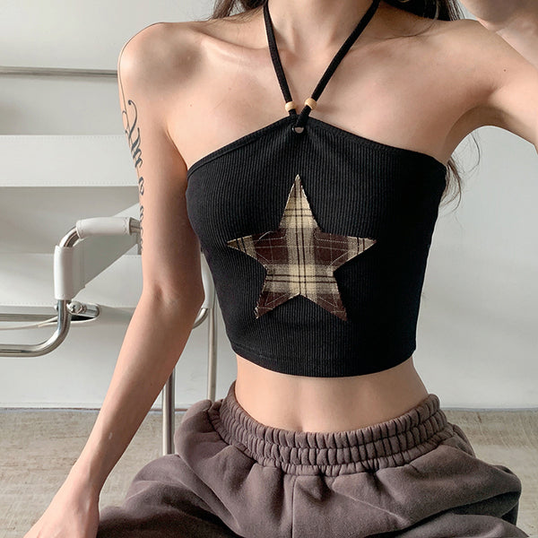 Chaleco Halter Ajustado de Color Liso para Mujer