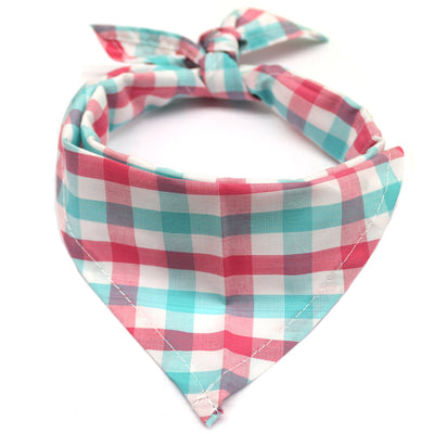 Pañuelo Triangular de Algodón a Cuadros para Perros y Gatos - Image 2