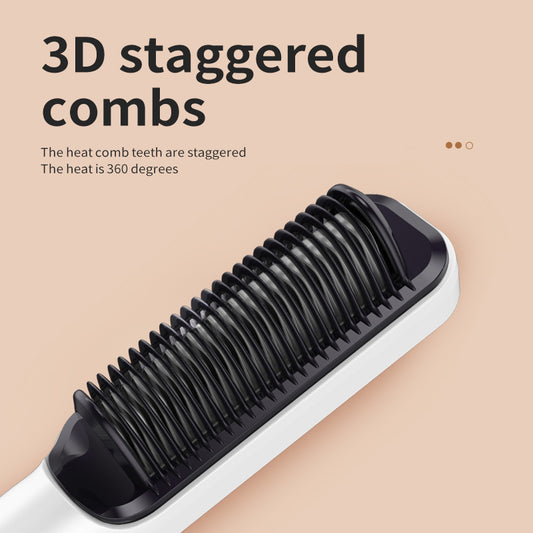 Two white and gold electric hot combs, one larger with a textured panel and one smaller with a digital temperature display.