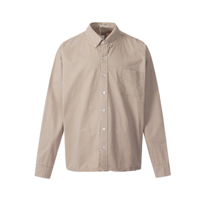 Camisa Retro Americana de Color Sólido para Otoño - Image 8