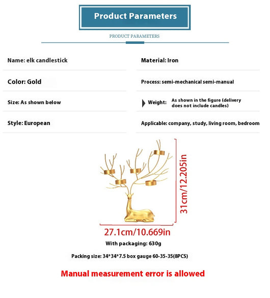Candelabro Navideño de Hierro Forjado con Reno - Decoración Romántica - Image 9
