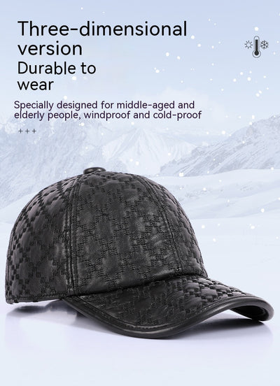 Gorra Cuadriculada Coreana en Cuero de Oveja Genuino para Hombre - Image 11