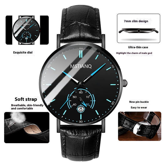 Cinturón Tecnológico de Acero Refinado con Calendario - Diseño Coreano Elegante Negro - Image 6