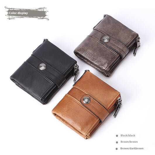 Billetera de Cuero Genuino con Cierre y Hebilla Retro para Hombre - Image 13