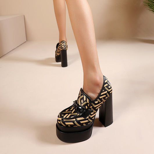 Tacones Altos Gruesos con Hebilla Metálica para Mujer - Image 11