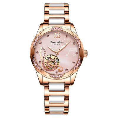 Reloj Automático para Mujer Deyi Bird Rojo Vino con Diseño Calado - Image 4