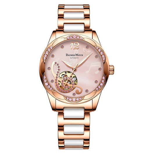 Reloj Automático para Mujer Deyi Bird Rojo Vino con Diseño Calado - Image 4