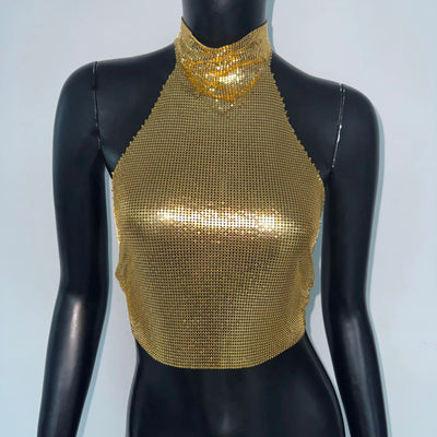 Chaleco Halter Estampado Leopardo con Lentejuelas - Image 9