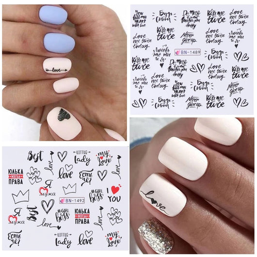 Calcomanías de Uñas con Diseño de Labios y Letras - Colección Love - Image 24