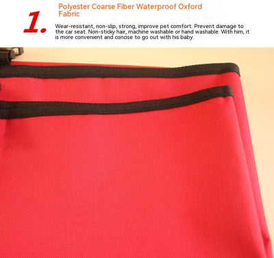 Black Oxford cloth pet car seat cover installed in a car's back seat, forming a hammock to protect upholstery. - Image 11