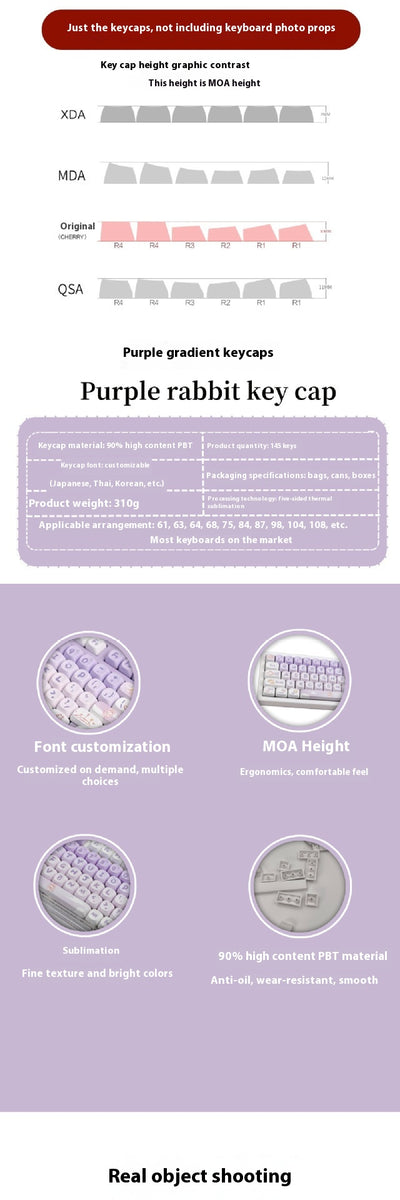 Keycap Conejo Degradado Púrpura PBT - Personalización Coeco - Image 11